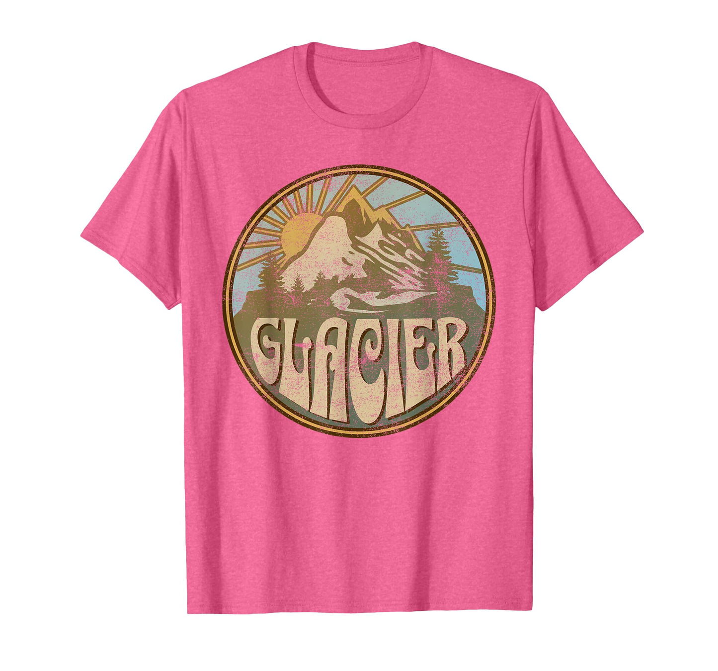 Glacier Montana Nature Mountains Hiking Outdoors Vintage T-Shirt