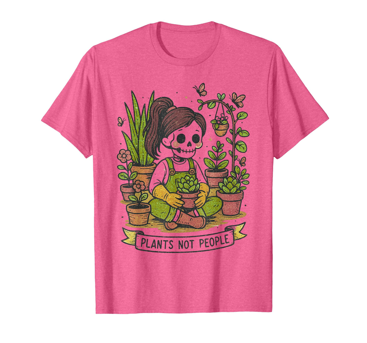 Plants not People Skeleton Vintage Halloween Gardening T-Shirt