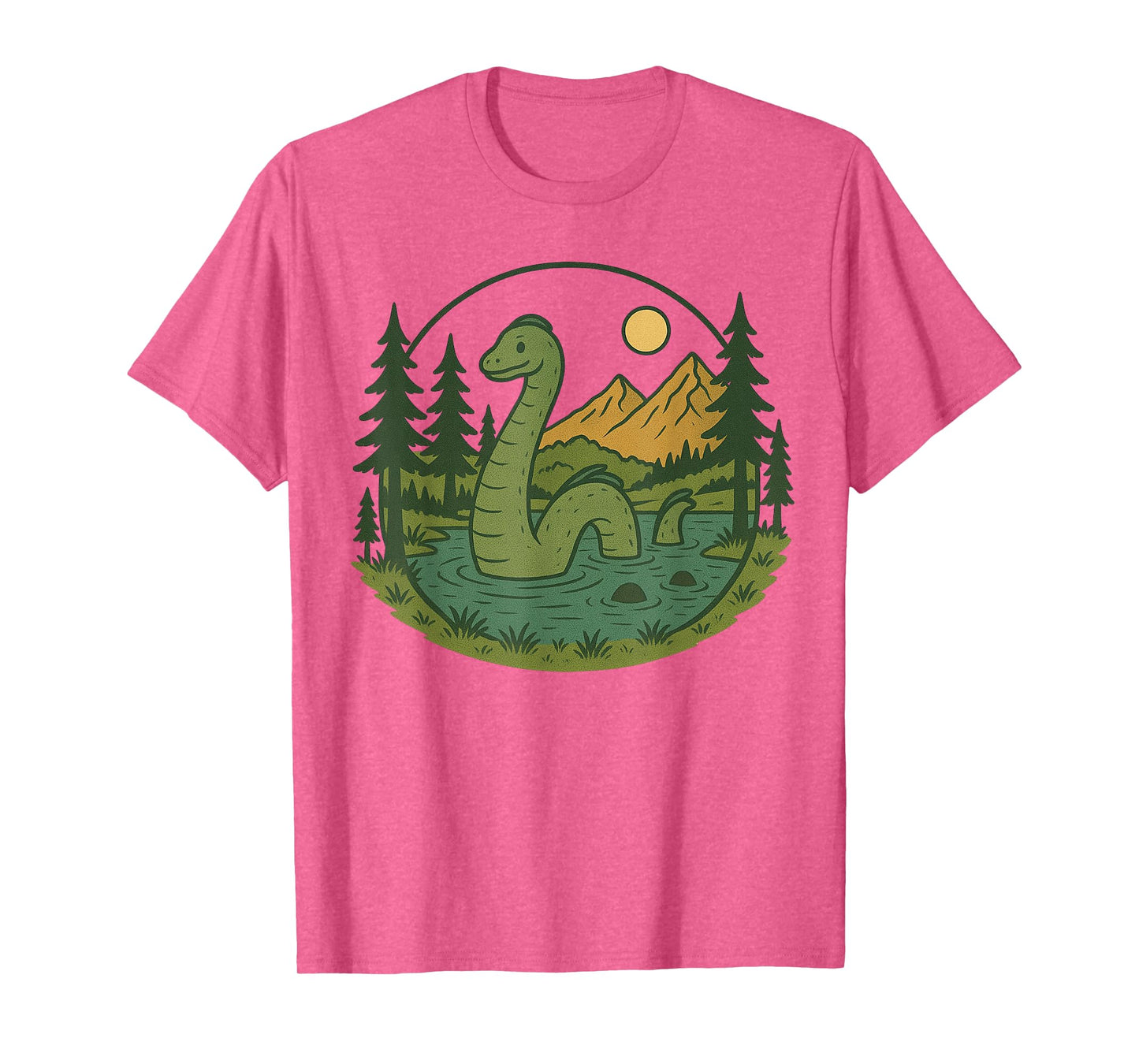 Loch Ness Monster with Trees and Mountains Vintage Nessie T-Shirt