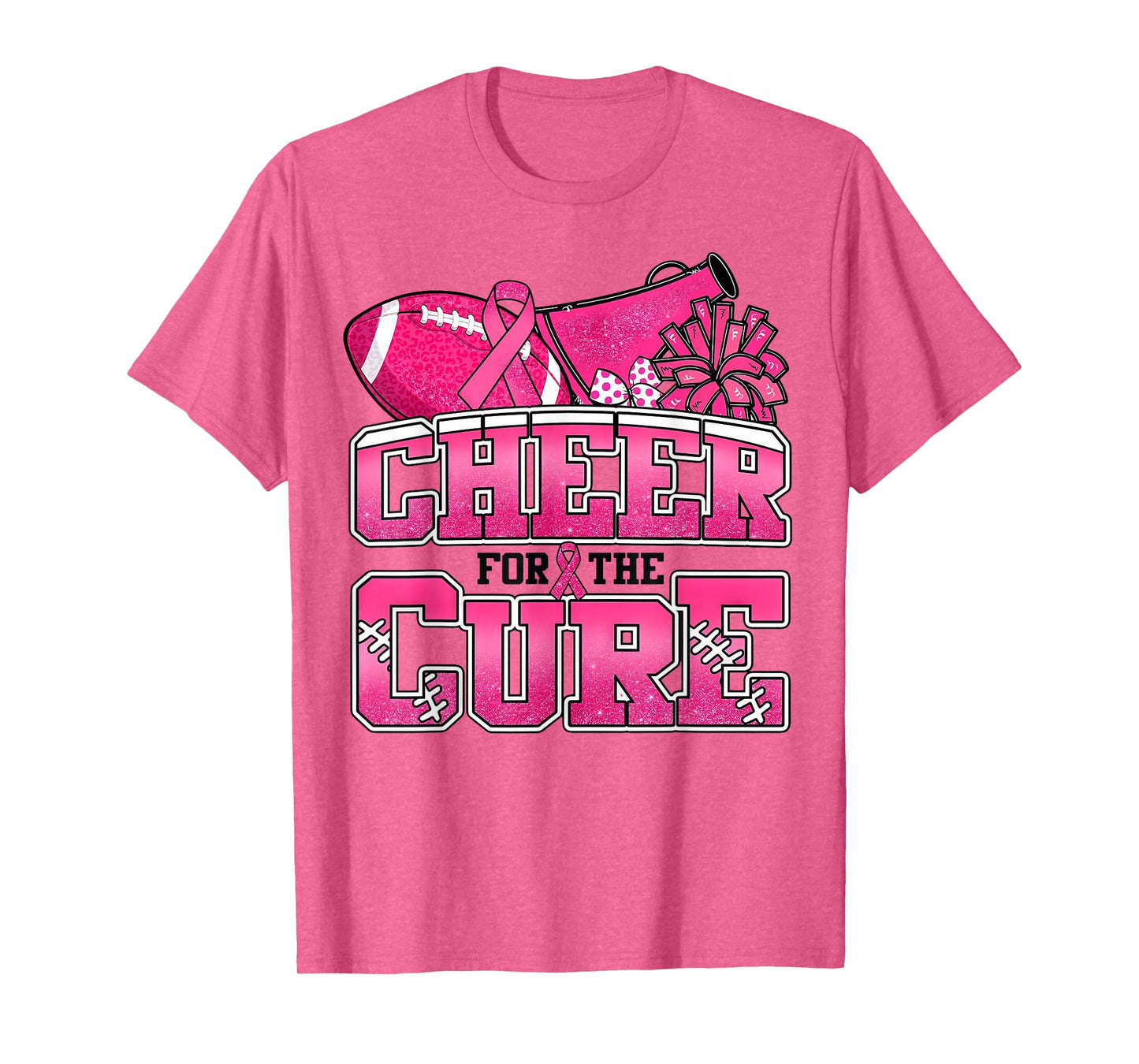 Cheer For The Cure Breast Cancer Awareness Cheerleader Funny T-Shirt