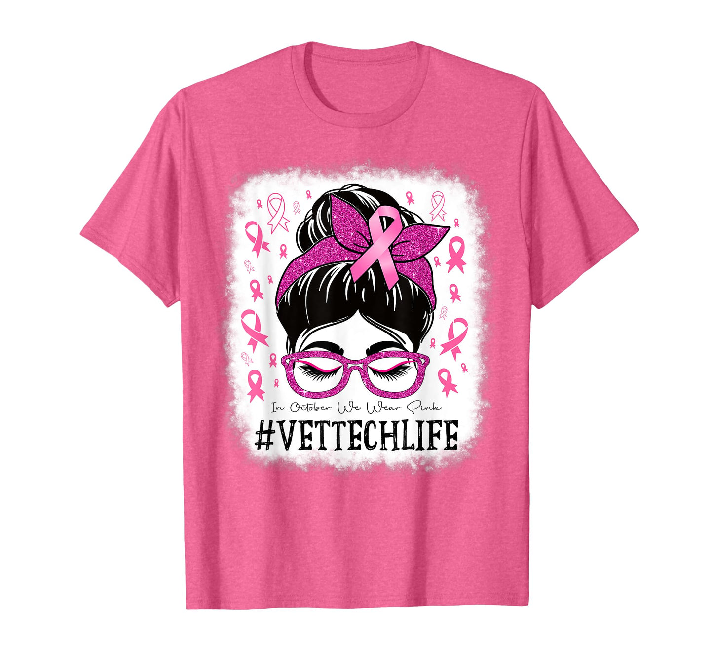 Vet Tech In October We Wear Pink Breast Cancer Awareness T-Shirt