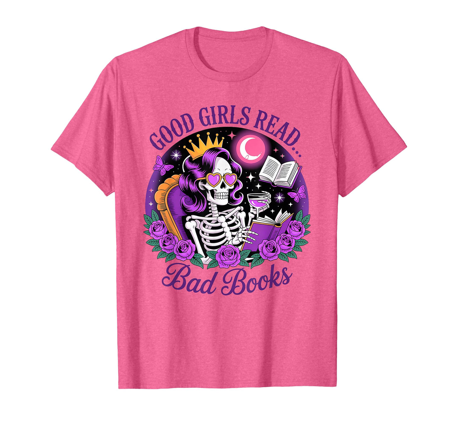 Good Girls Read Smutty Books Skeleton Reading Dark Academia T-Shirt