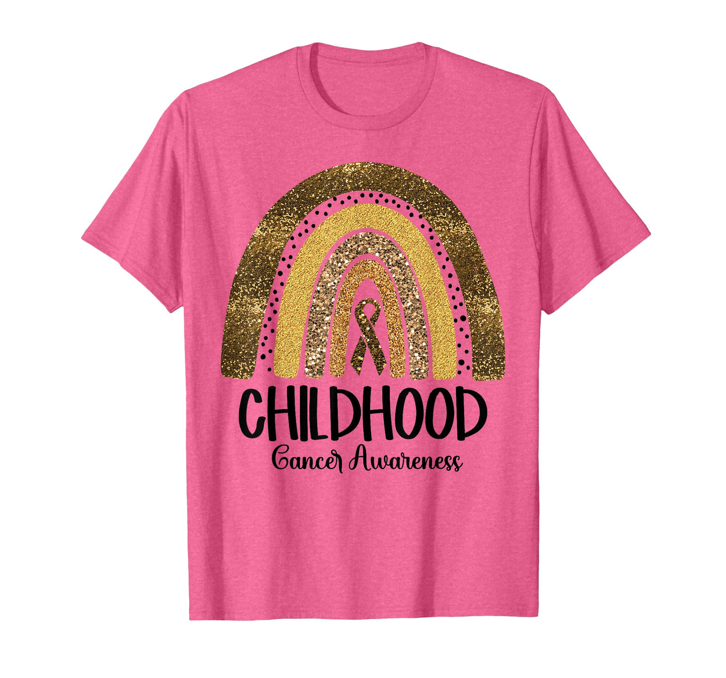 Childhood Cancer Awareness Gold Ribbon Rainbow Women Kids T-Shirt