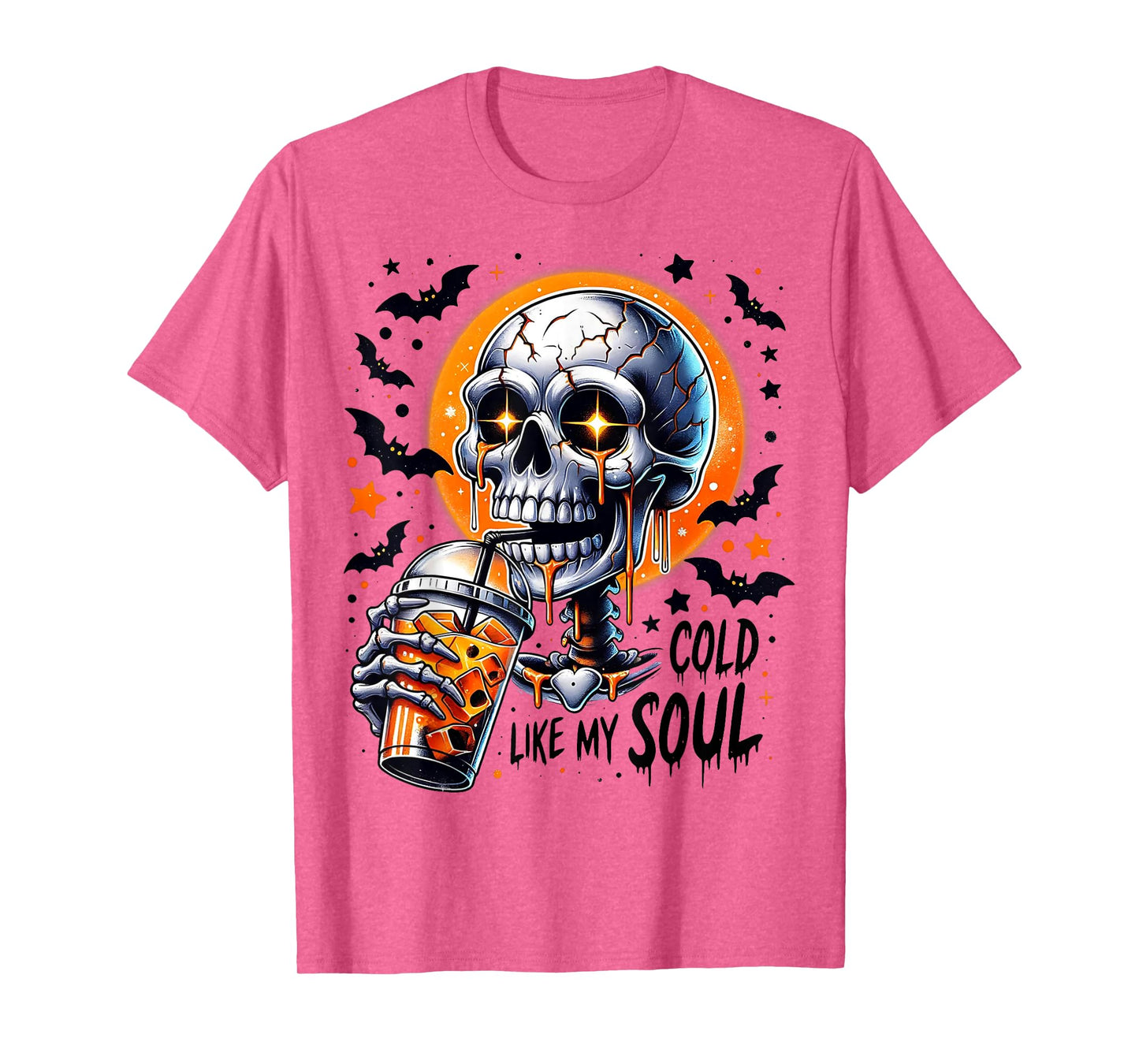 Cold Like My Soul Halloween Spooky Skeleton Drinking Coffee T-Shirt