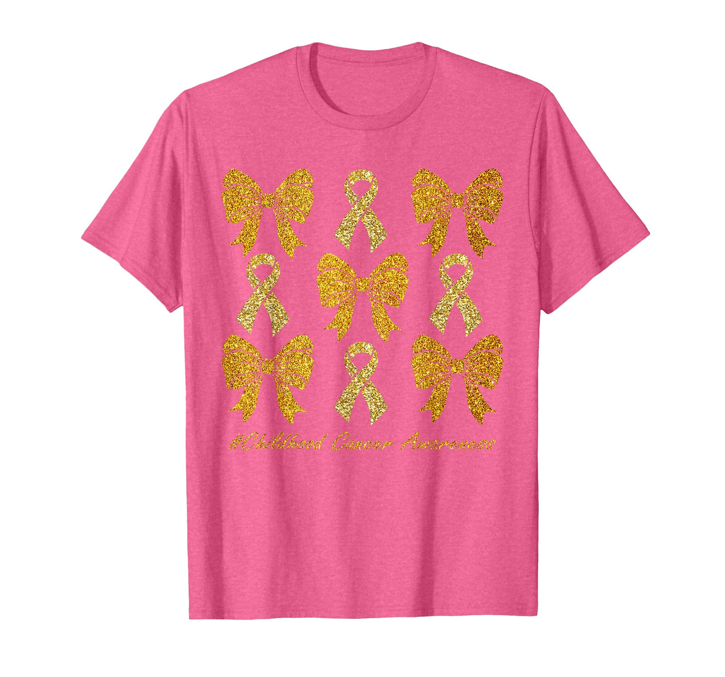 Cute Gold Bow Coquette Childhood Cancer Awareness Woman Girl T-Shirt