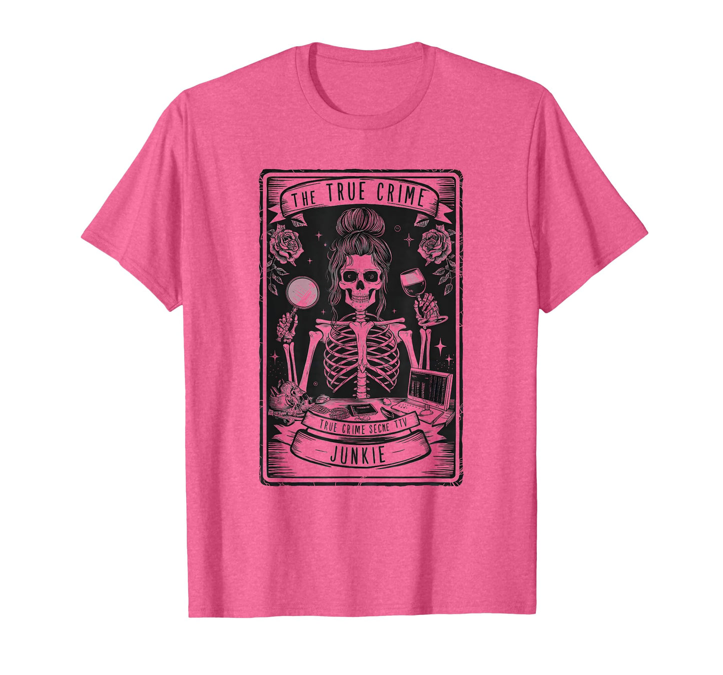 True Crime Tarot Card Junkie Skeleton Witchy Vibes Halloween T-Shirt