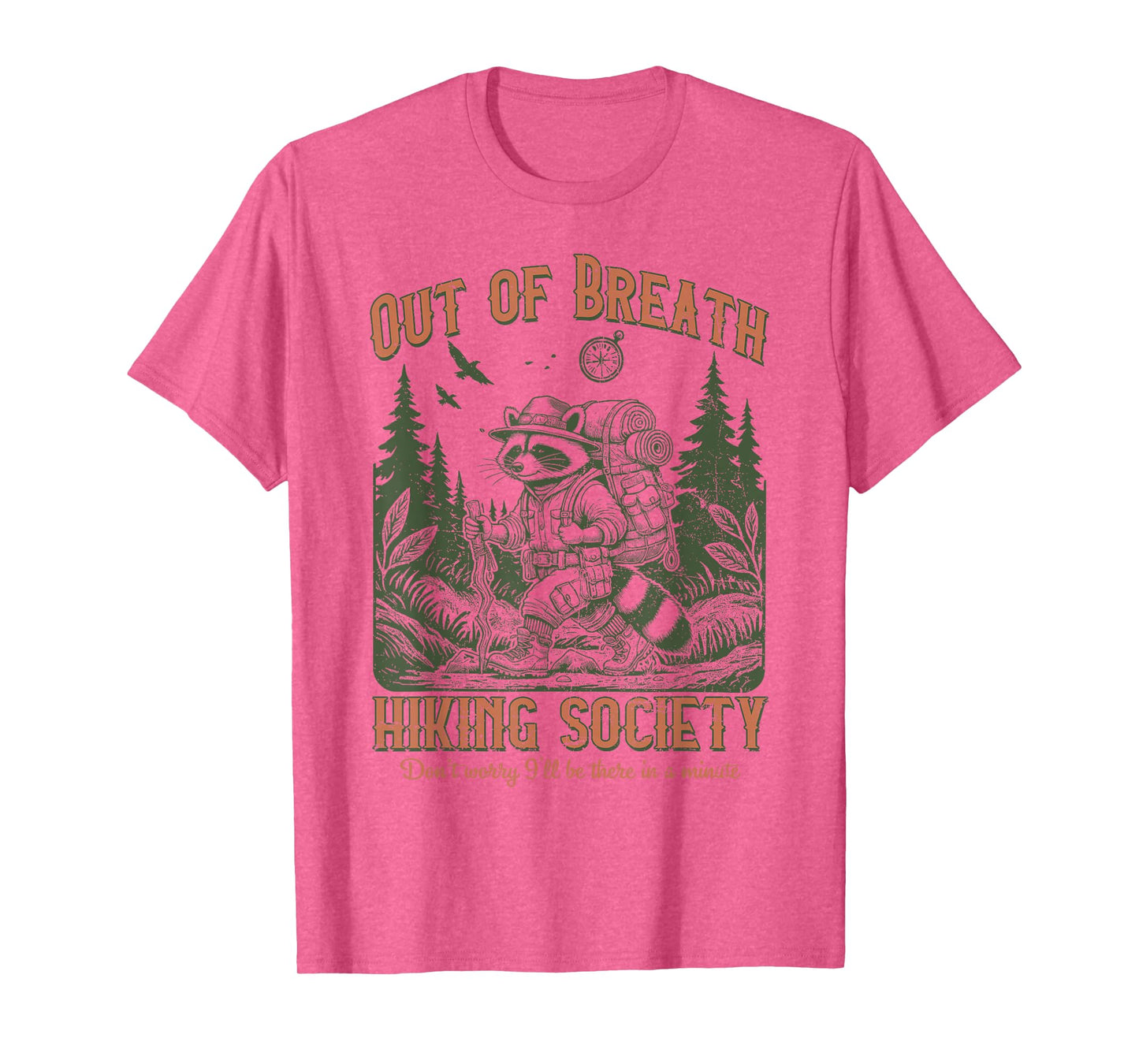 Funny Hiking Raccoon Out of Breath Joke T-Shirt