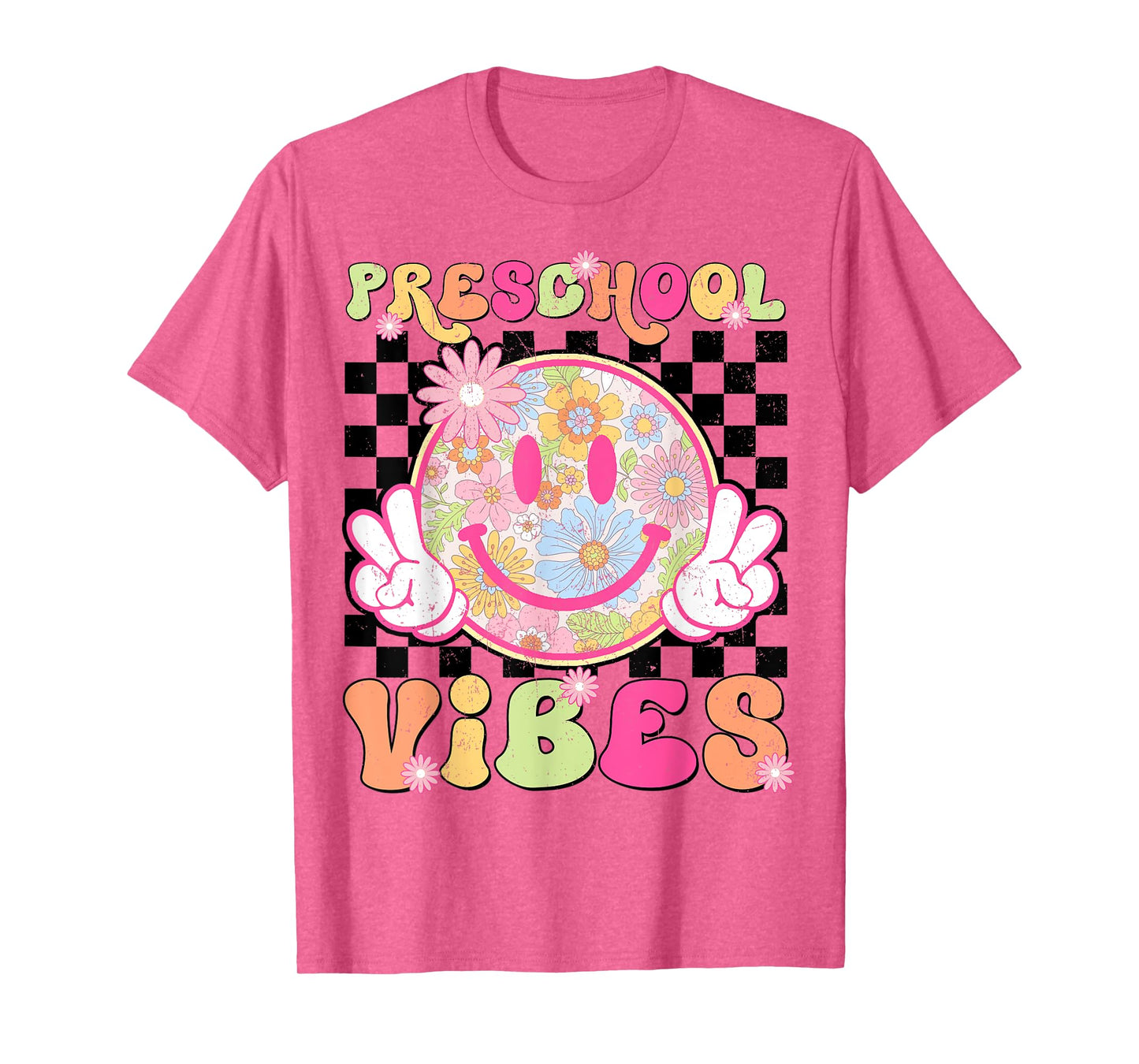 Groovy Preschool Vibes First Day Of School Teacher Girls T-Shirt