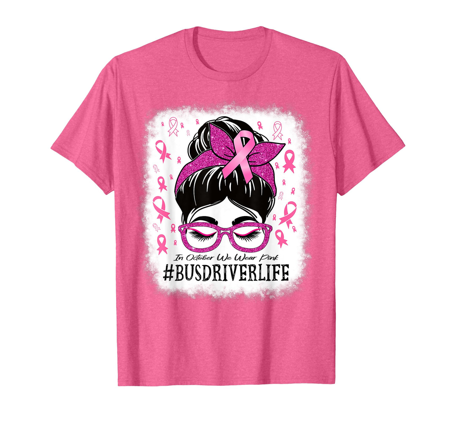 Bus Driver In October We Wear Pink Breast Cancer Awareness T-Shirt