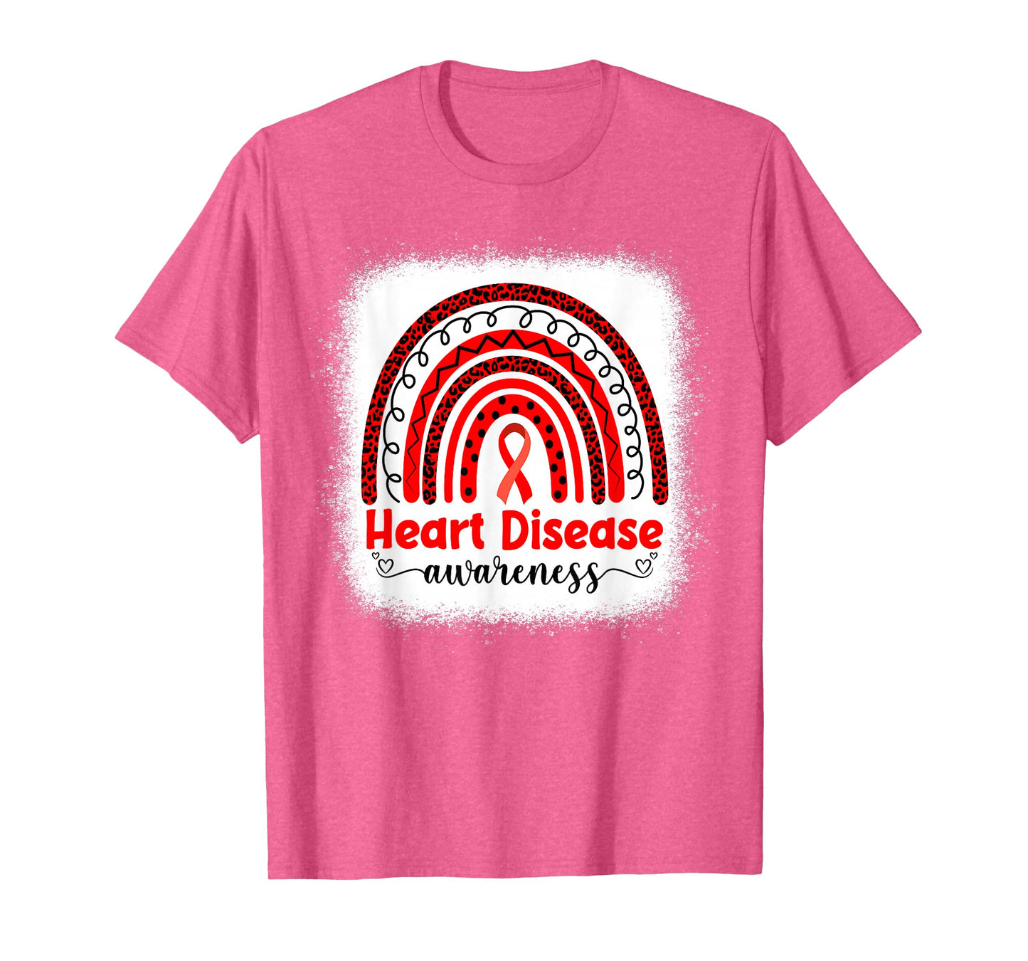 We Wear Red Heart Disease Awareness Bleached Rainbow T-Shirt