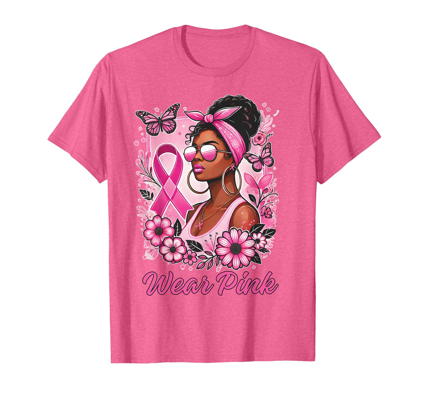 Breast cancer awareness Wear Pink African American support T-Shirt