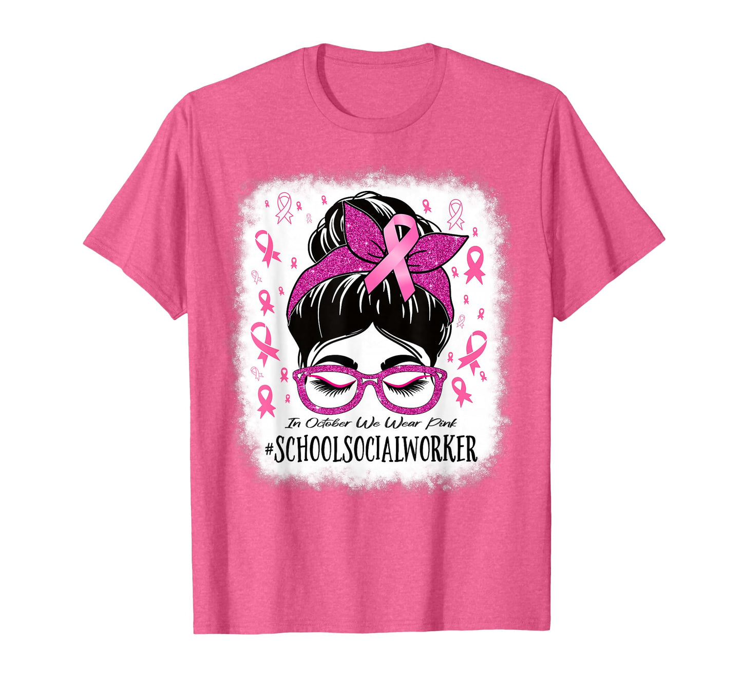School Social Worker In October We Wear Pink Breast Cancer T-Shirt