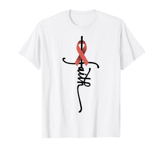 Uterine Cancer Faith Endometrial Cancer Awareness Support T-Shirt