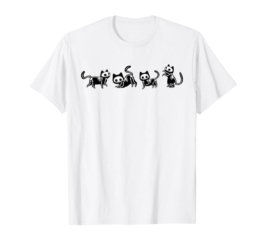 Cute Skeleton Cats Costume Halloween Men Women Kids T-Shirt