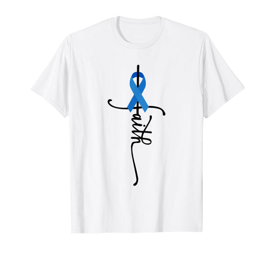 Colon Cancer Awareness Colon Cancer Faith T-Shirt - Grey, Unisex, Short Sleeve, Small