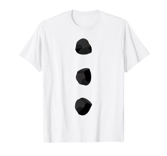 Snowman Costume Shirt Three Black Buttons on White T-Shirt