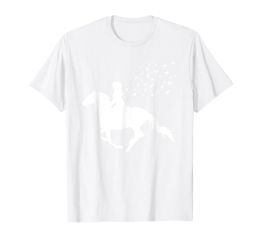 Horse Riding Breast Cancer Awareness Pink Ribbon Warrior T-Shirt
