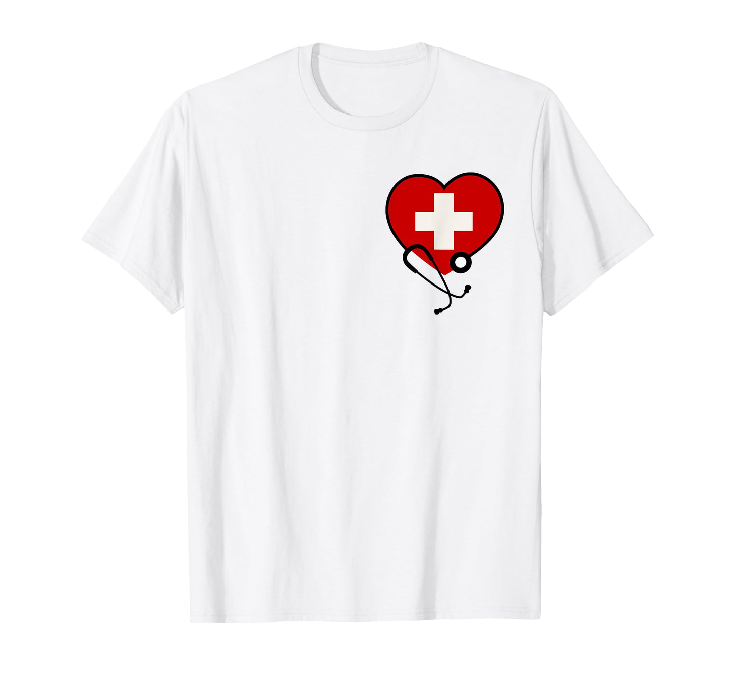 Medical Nurse Doctor Costume Uniform Red Cross Stethoscope T-Shirt