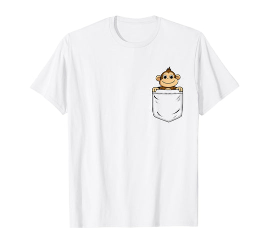 Monkey Lovers Cute Funny Monkey In Pocket T-Shirt