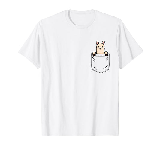 Llama Lovers Cute Funny Llama In Pocket T-Shirt