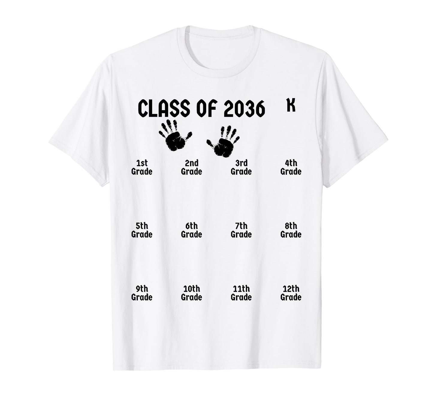 Class Of 2036 Grow With Me Shirt Handprint Graduation Gifts T-Shirt