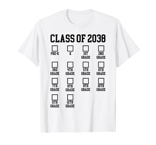 Class of 2038 Grow with me Checklist Graduation T-Shirt