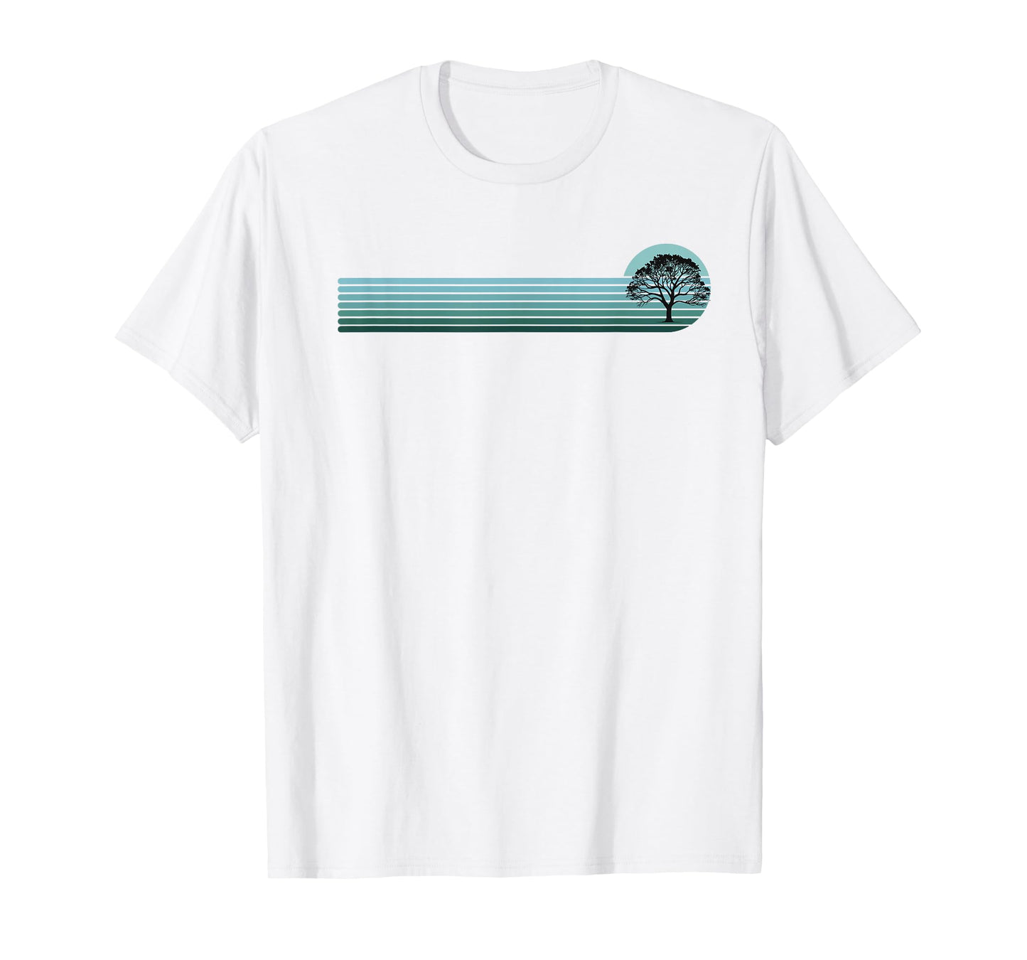 Tree Retro Sunset Stripe Vintage Nature Forest T-Shirt