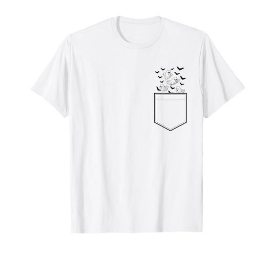 Cute Ghost Bat Halloween Boo Ghost Witch Spooky Seaon Womens T-Shirt