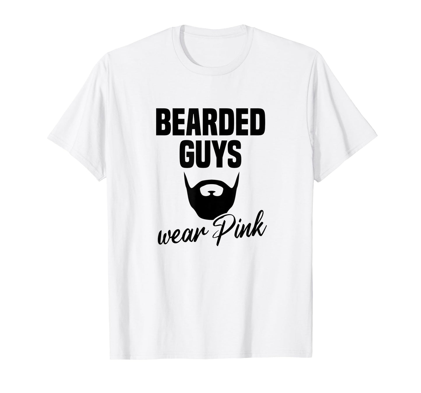 Mens Bearded Guys Wear Pink Breast Cancer Awareness T-Shirt