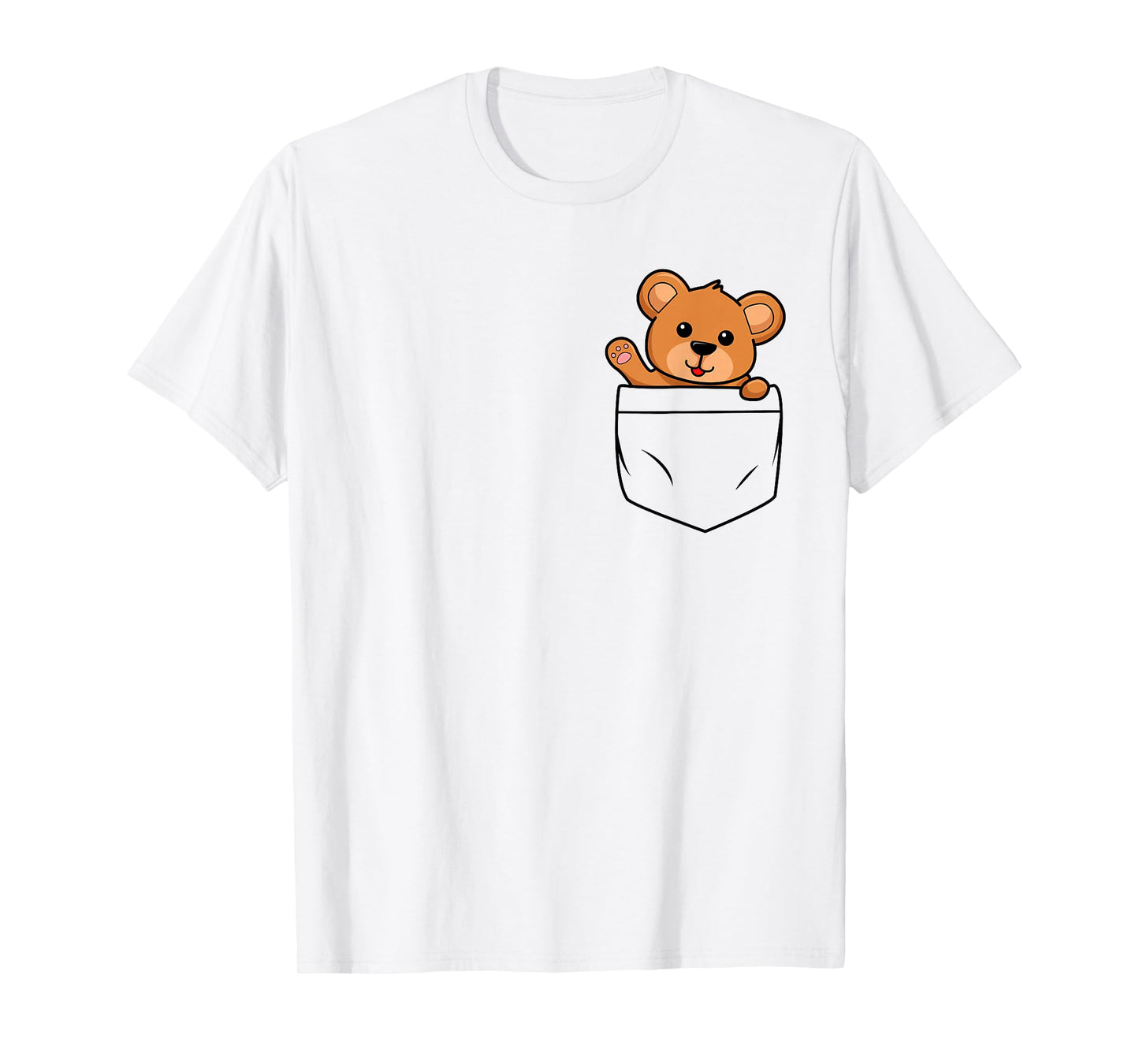 teddy bear in breast pocket funny cute bears Men Women Kids T-Shirt