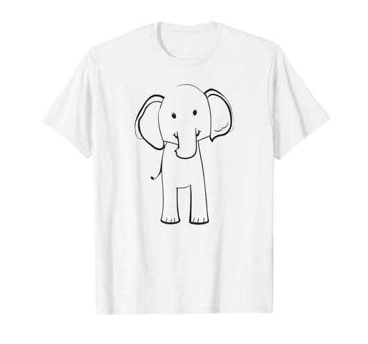 Cute Elephant, simple line drawing, conservation T-Shirt
