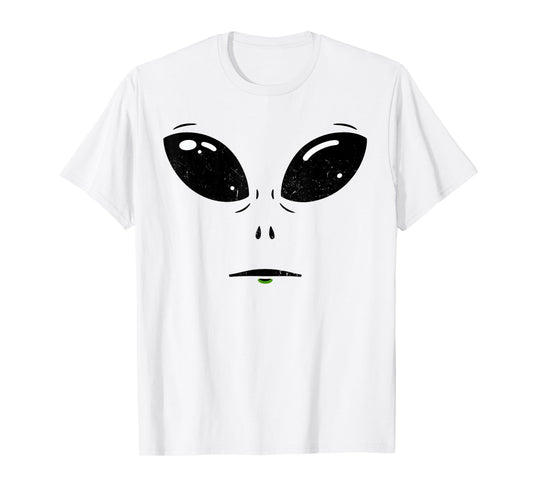 Alien Face Green Funny Halloween Costume for Men WOM T-Shirt