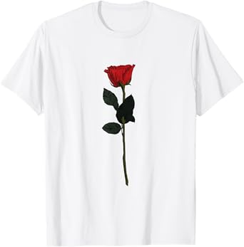 Rose Art Vintage Rose Drawing Thorns Leaf Flower Art Rose T-Shirt