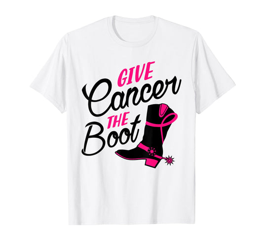 Breast Cancer Awareness Shirt Girls Western Cowboy Boots T-Shirt