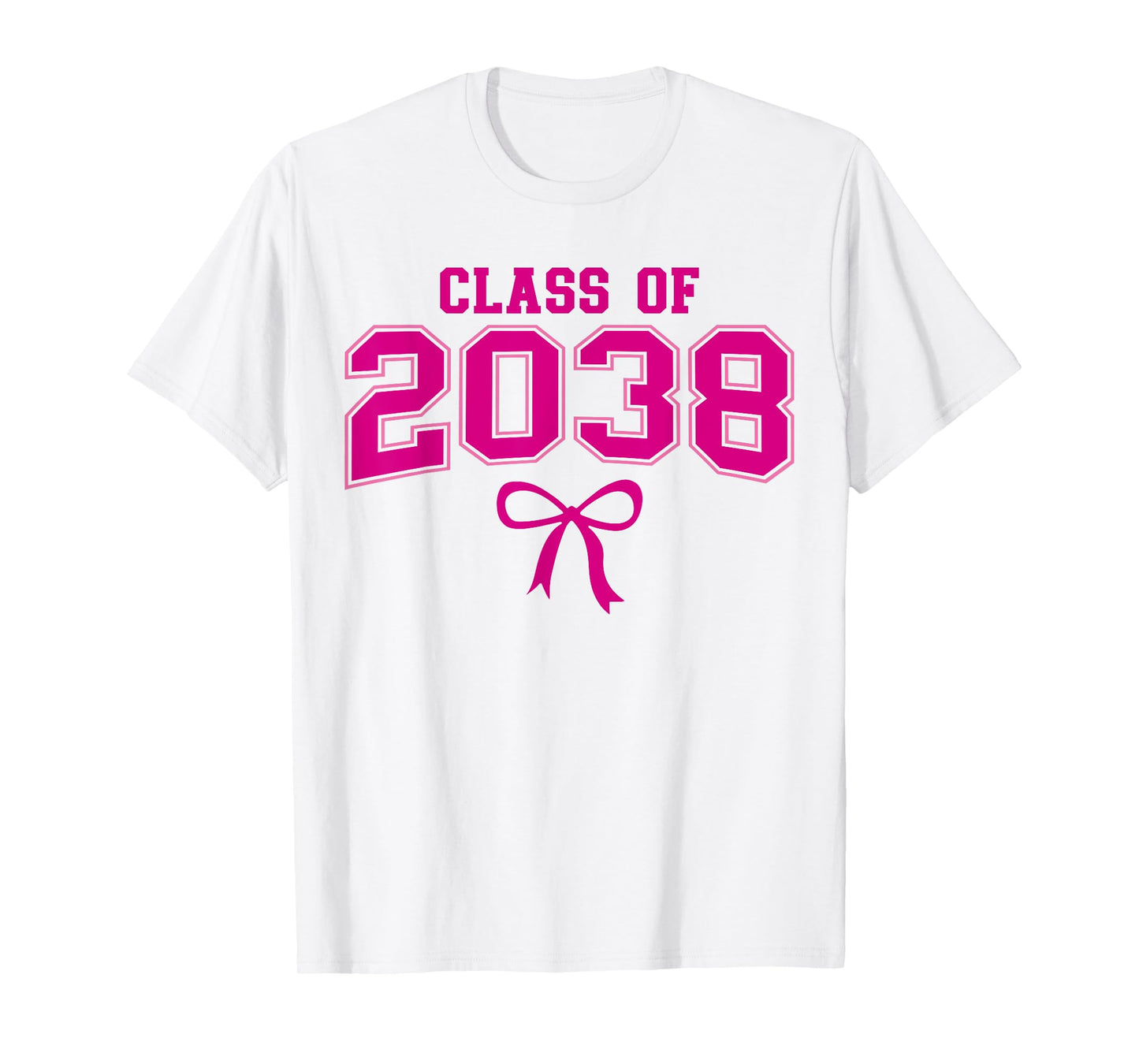 Class of 2038 Grow With Me Kindergarten Pink Coquette Bow T-Shirt