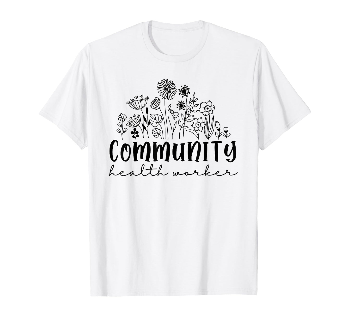Retro Wildflower Community Health Worker Women Squad Nurse T-Shirt