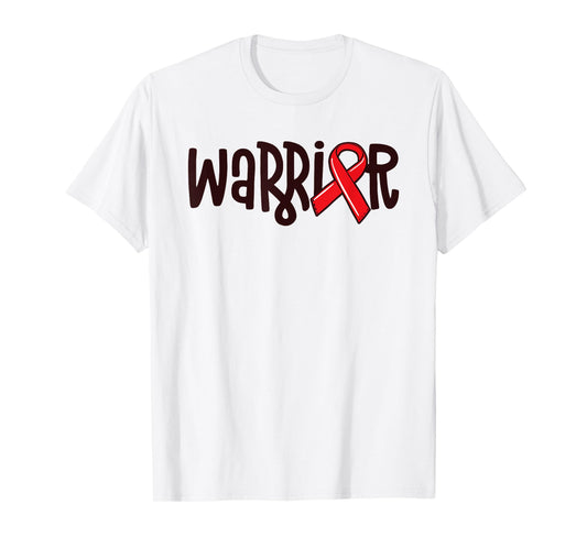Warrior Pulmonary Embolism Awareness Blood Clot Red Ribbon T-Shirt