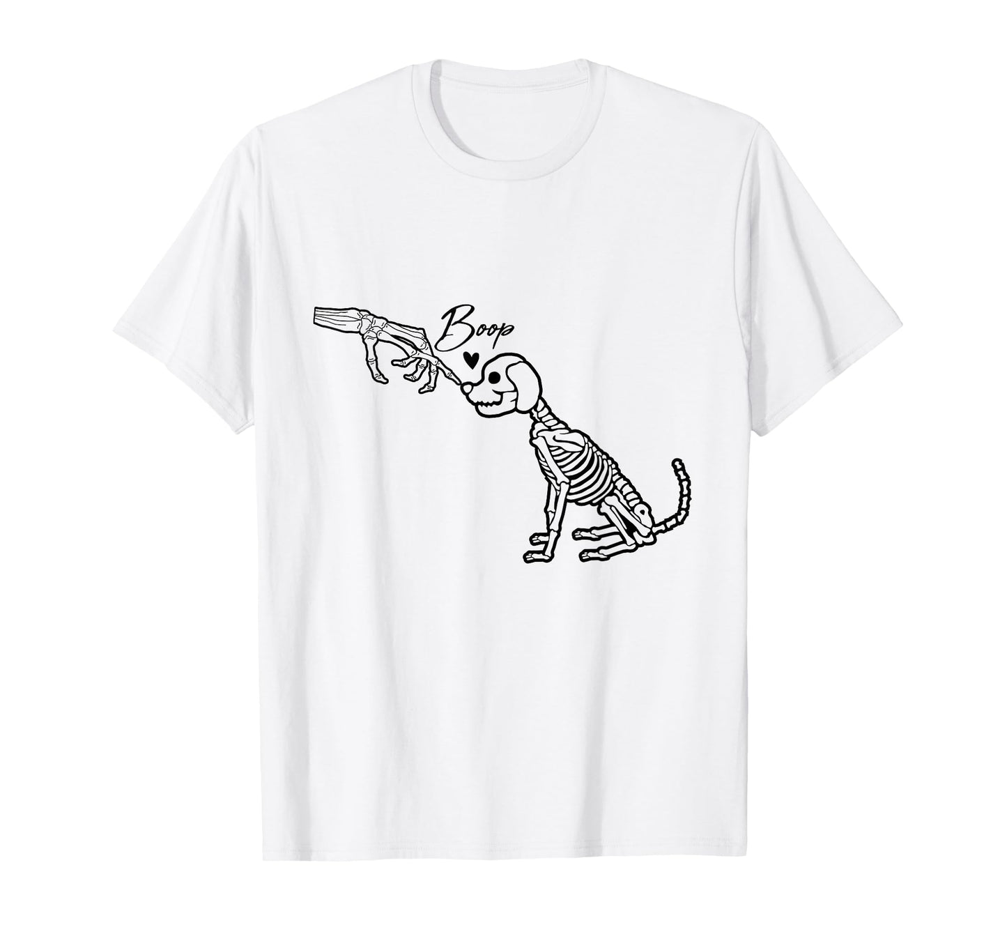 Skeleton Hand Boop Skeleton Dog Halloween Pet Love Men Women T-Shirt