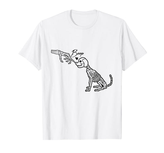 Skeleton Hand Boop Skeleton Dog Halloween Pet Love Men Women T-Shirt