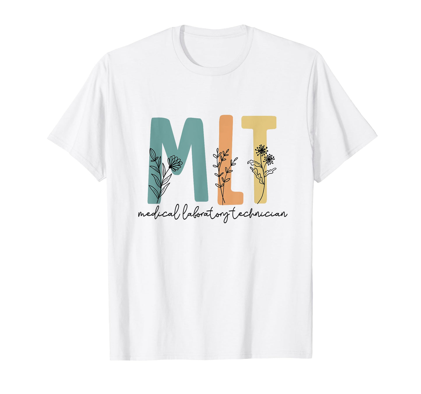 Retro Wildflower MLT Medical Laboratory Technician Scrub T-Shirt