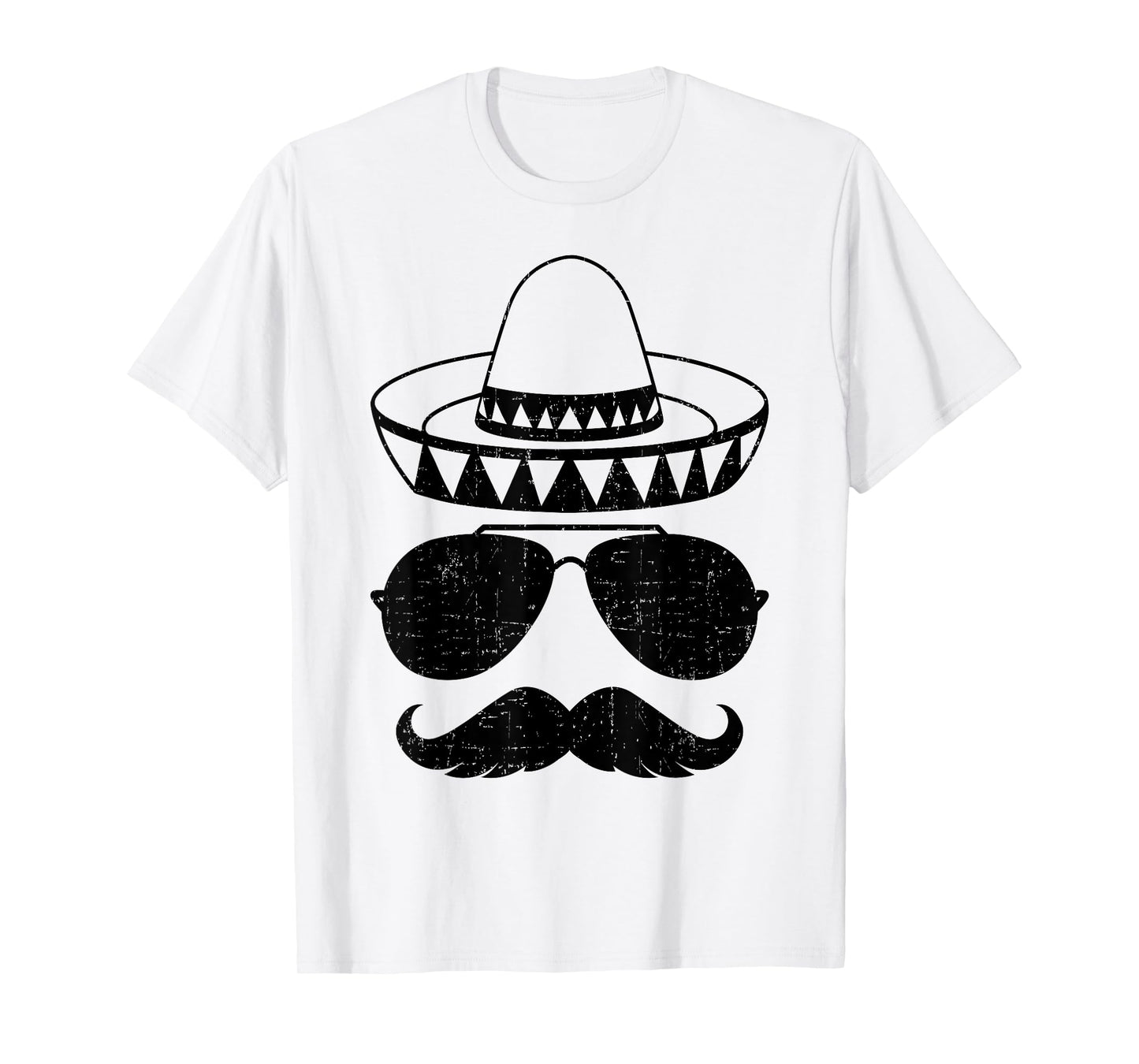 Funny sombrero face with mustache for mexican Cinco de Mayo T-Shirt