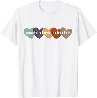 Special Education Teacher Heart Back to School Teach Rainbow Men Women Girls Kids T-Shirt