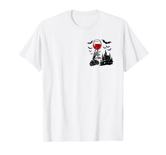 (2 Sided) Not My Blood Type Funny Skeleton Witch Halloween T-Shirt
