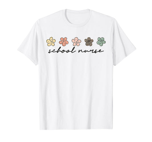 Cute leopard print School Nurse Appreciation nursing T-Shirt