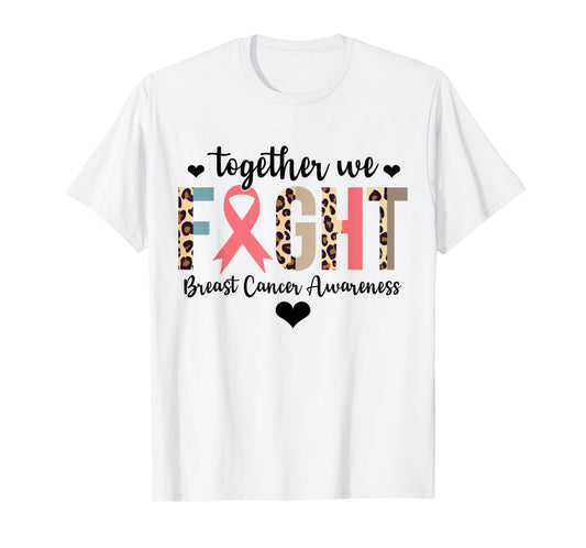 Together We Fight Breast Cancer Awareness Leopard Warrior T-Shirt