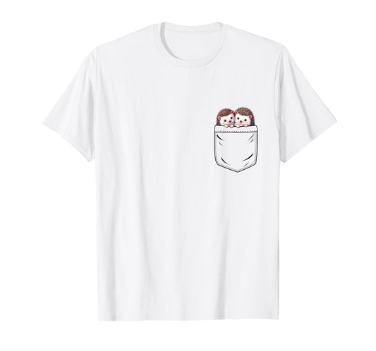 Hedgehog Lovers Cute Funny Hedgehog In Pocket T-Shirt, Small, Grey