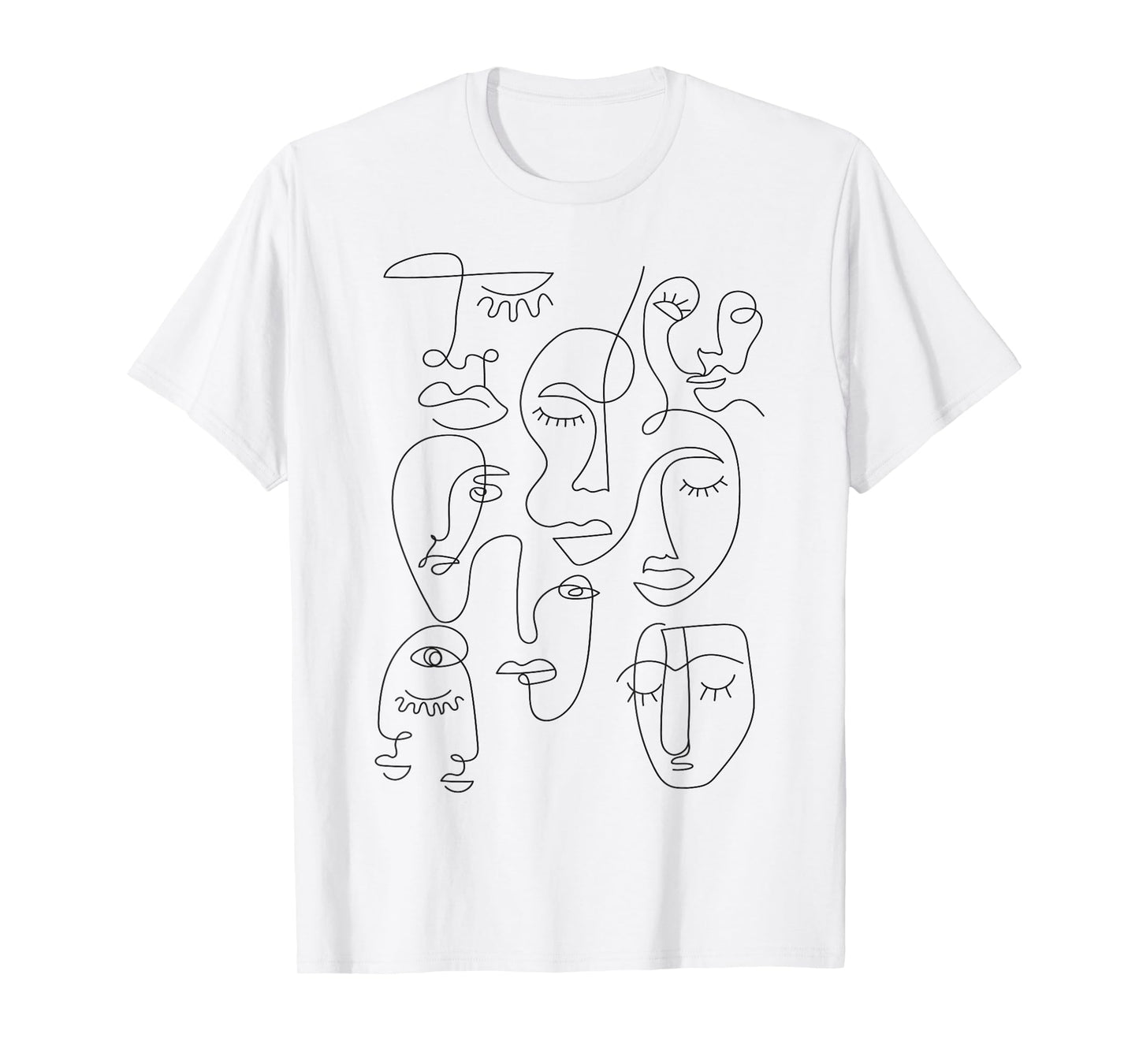 Hand Drawn One Line Art Faces T-Shirt