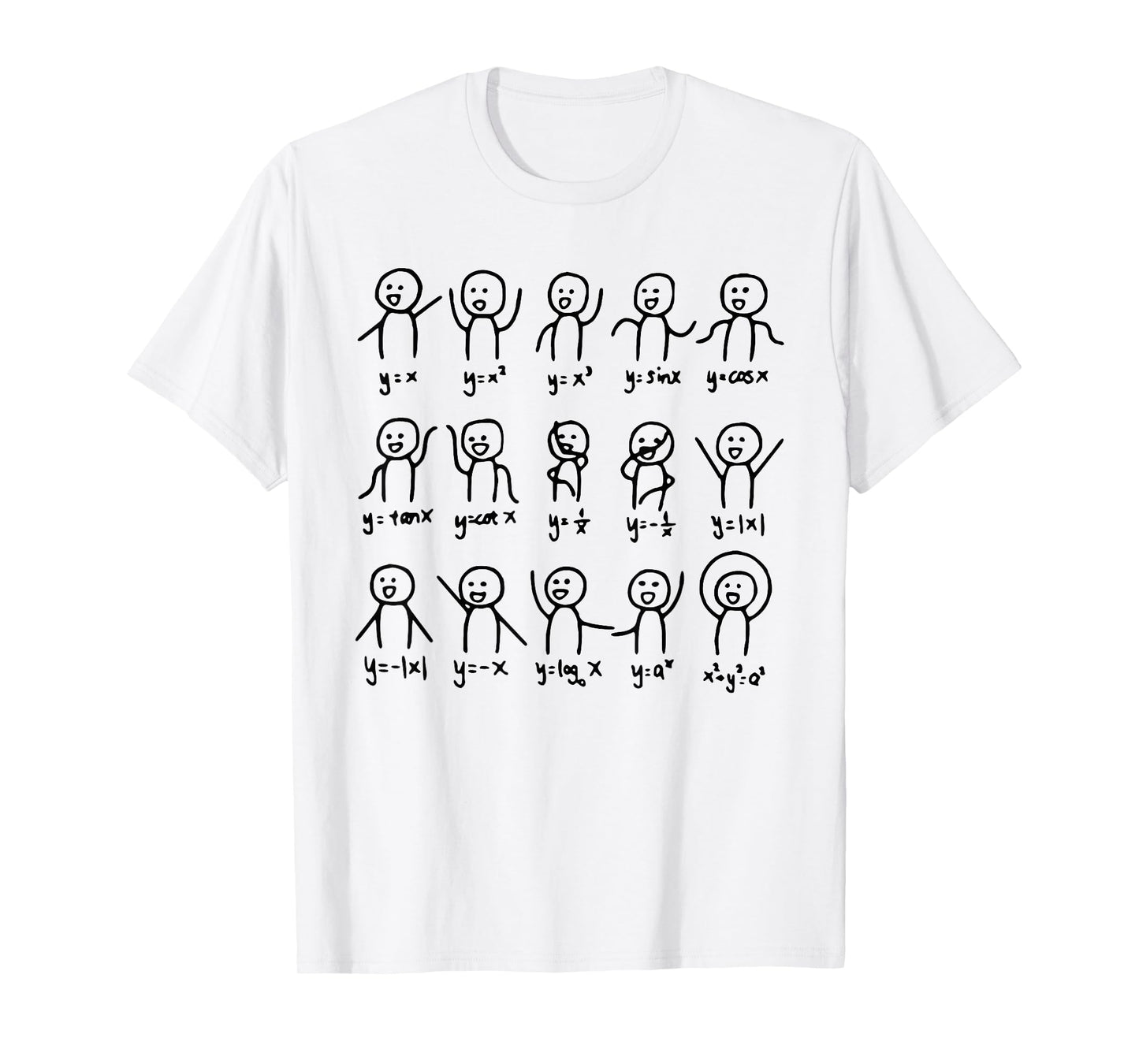 Math Stick Figures Funny Math Teacher Lover Women Men Kids T-Shirt