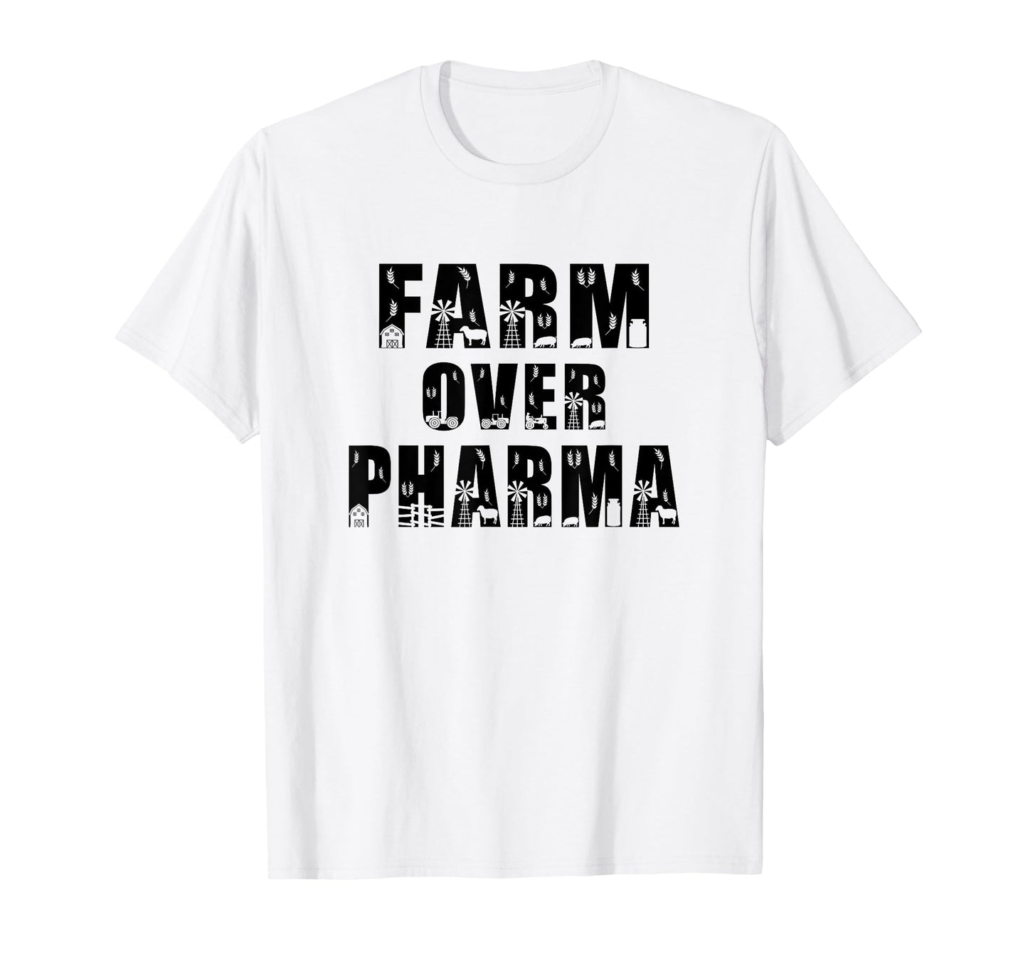 Farm Over Pharma Vegetable Tee T-Shirt, Small, Grey