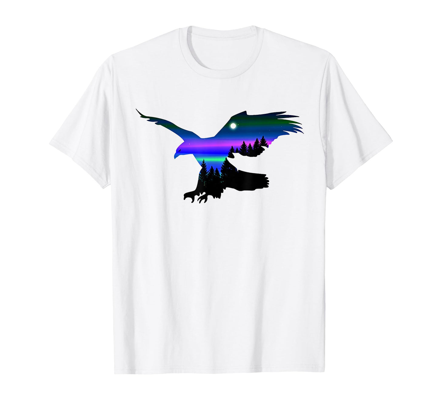 Beautiful Flying Eagle Aurora Sky Silhouette T-Shirt